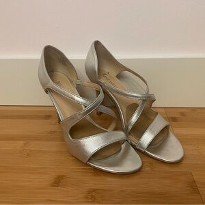 Nine West Metallic Silver Heels